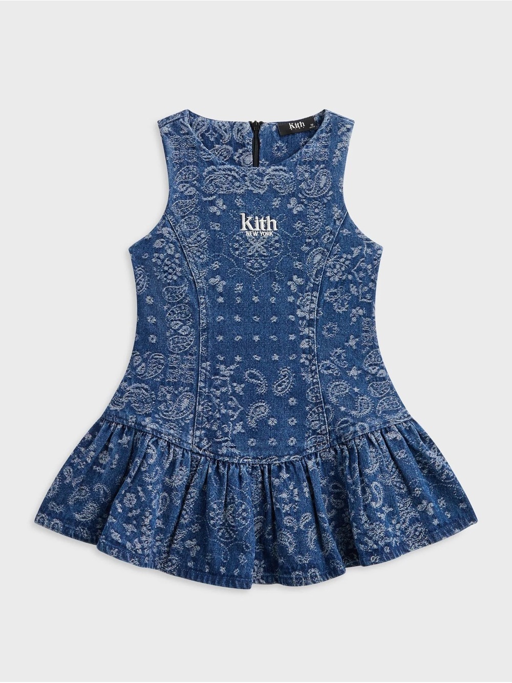 KITH Kids Gabrielle Denim Paisley fit and flare seamed dress Girls XS